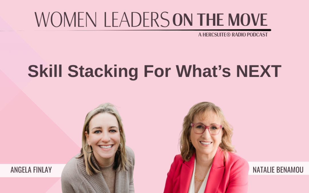 Angela Finlay smiling in a beige top Natalie Benamou smiling in a dark pink blazer