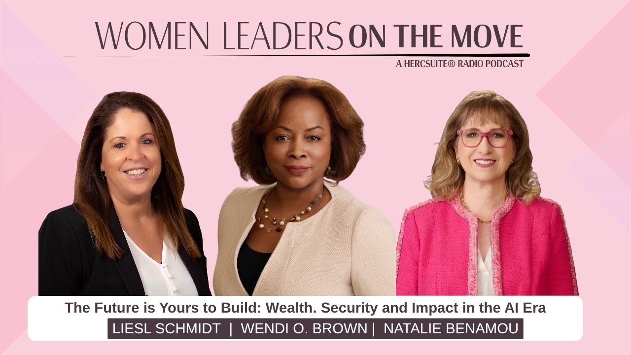 Liesl Schmidt smiling in black jacket, Wendi O. Brown in a tan blazer, Natalie Benamou in a pink jacket